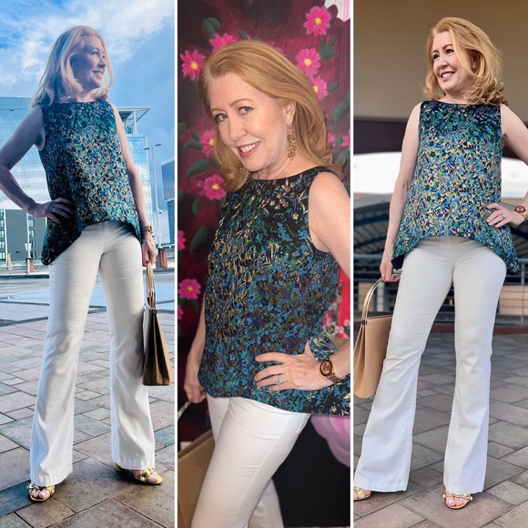 ANN MASHBURN unique brocade flared hem top-PERFECT CONDITION - Picture 5 of 9